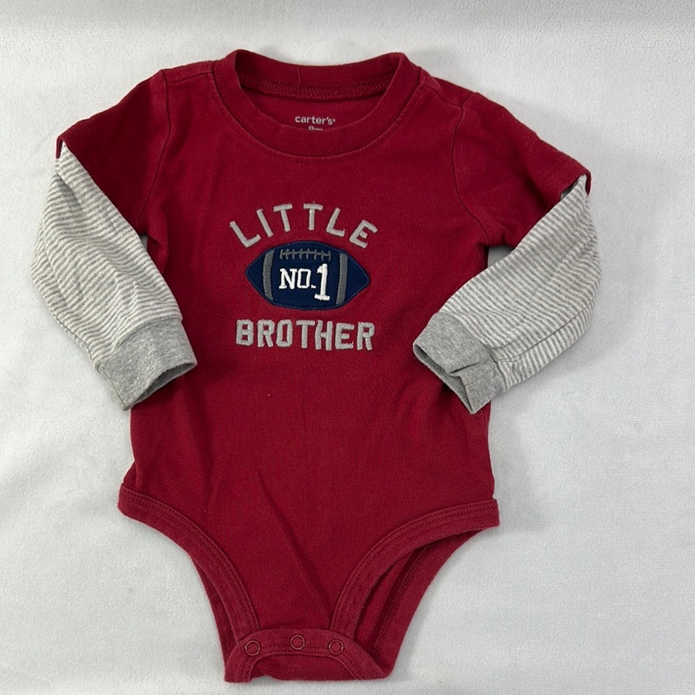 Carter's Red and Gray Little Brother Onesie
